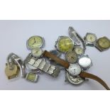 Assorted mechanical wristwatches including Rotary and Ingersoll, etc.