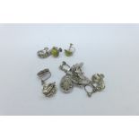 Five pairs of silver and marcasite earrings