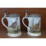 Two large Franklin Mint 'The Game Bird Steins',