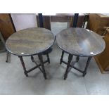 A pair of circular pub tables