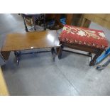 A mahogany drop leaf coffee table and piano stool