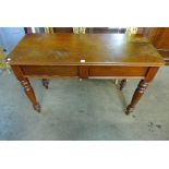 A Victorian mahogany two-drawer serving table