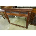 A Victorian mahogany architectural framed overmantel mirror