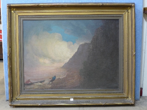 * Weiss, large coastal scene with fisherman and haul, oil on canvas,