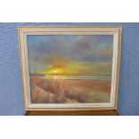 Ian Clayton, Winter Sunset, Limassol, Cyprus, oil on canvas, label verso,