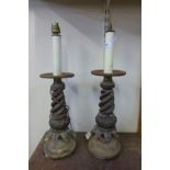 A pair of gilt table lamps