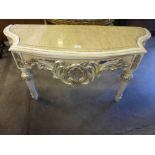 A reproduction French Louis XV style cream console table