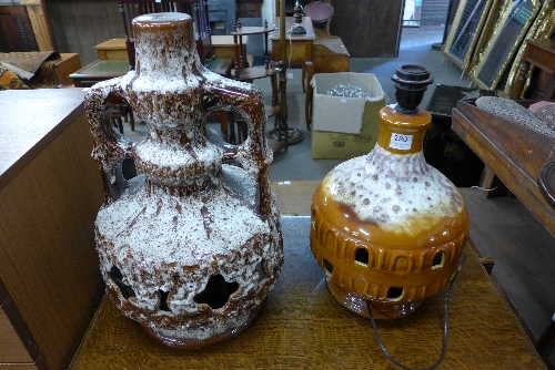 Two West German glazed table lamp bases