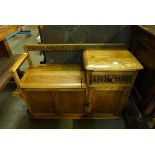 An oak telephone seat