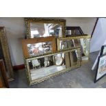 Four gilt framed mirrors,