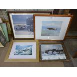 Three Spitfire prints and other aviation prints