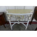 A reproduction French Louis XV style cream console table