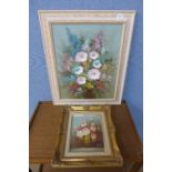 Two still lifes of flowers, oil on canvas,
