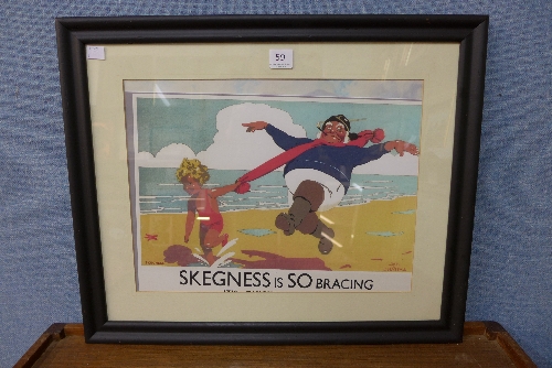 A reproduction LNER print, Skegness Is So Bracing,,