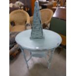 A painted occasional table pyramid shaped table top chest