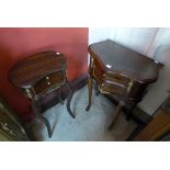 Two reproduction French Louis XV style rosewood and walnut effect chests