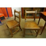 A pair of George III oak dining chairs