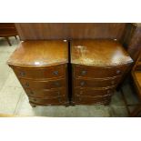 A pair of mahogany bow front chest of drawers