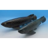 A pair of Chinese bronze dragon fish,