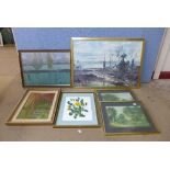 Three Enid Wilson oil paintings and assorted prints