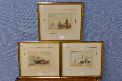 English School (19th Century), set of three marine landscapes, watercolour,