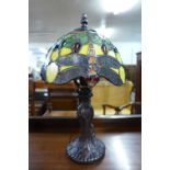 A small Tiffany style lamp