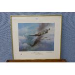 A signed limited edition Frank Wotton print, Hurricane Mk1, signed by Wing Commander R.R.
