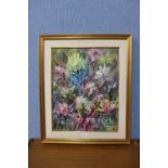 French School (20th Century), still life of flowers, oil on board, indistinctly signed,