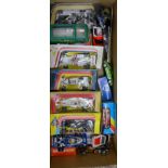 Nineteen model vehicles, all motor racing related including Matchbox transporter,