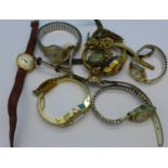 Wristwatches including a 9ct gold cased lady's watch,
