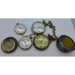 Three silver cased pocket watches, a/f,