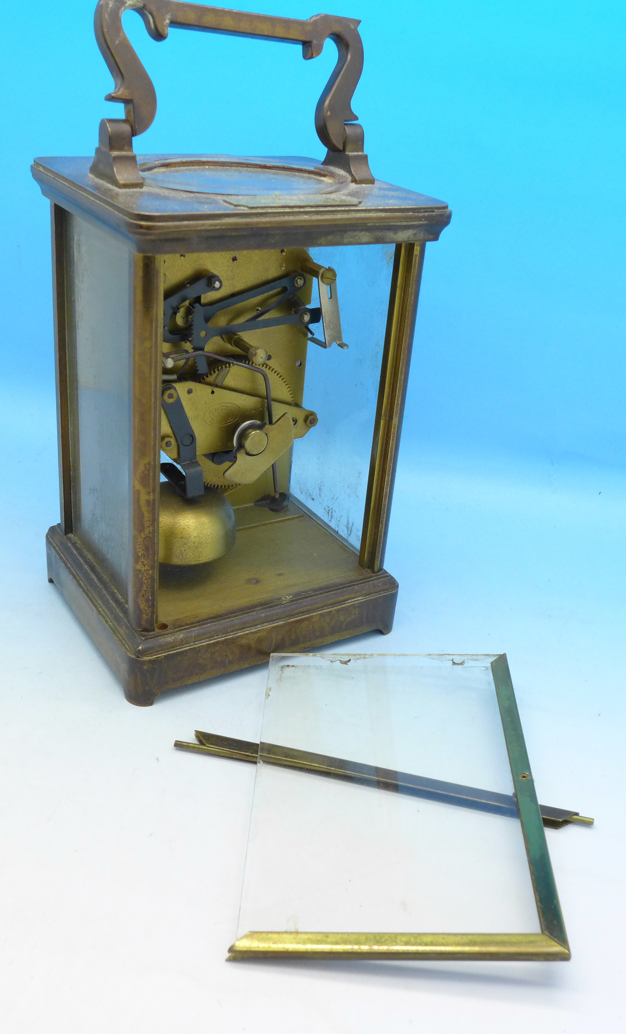 An Estyma 8-day carriage clock, a/f, with presentation plaques, - Image 3 of 3