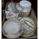A French part tea set, marked Goa, A Frank Haviland trio and one other cup and saucer, T.