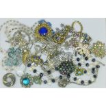 Vintage costume brooches and necklaces