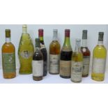 Nine bottles of wine including Chateau Lafaurie-Peyraguey 1961, Nicolas Hermitage 1961,