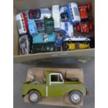 Sixteen die-cast model vehicles including two Welly VW camper vans, Burago and other sports cars,