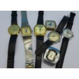 Seven gentleman's wristwatches including Poljot, Avia and an automatic, etc.