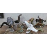 Nine Franklin Mint birds of prey figures,