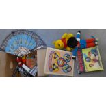 Children's toys and games including Walt Disney 'Hoop-la' and Frustration