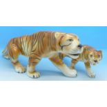 Two Royal Dux model tigers