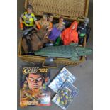 A collection of Action Man figures, eighteen in total, plus bear and alligator,