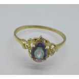 A 9ct gold and mystic topaz ring, 0.