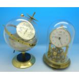 A Bentima anniversary clock and a Huger West German made globe barometer