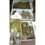 A collection of coins; shillings, pennies, etc.