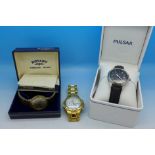 Three gentleman's wristwatches, Pulsar, Rotary and Zeitner,