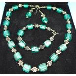 A jewellery set comprising necklace,