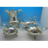 A four piece plated tea service, marked Kenson plate,