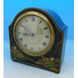 A mantel clock with lacquered case,