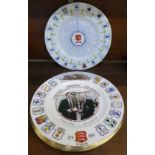 A collection of six Coalport and Royal Grafton Essex Cricket Champion's plates, 1979, 1983, 1984,