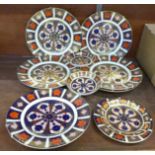 Royal Crown Derby Old Imari china, comprising six 21cm plates, side plate and three dishes,